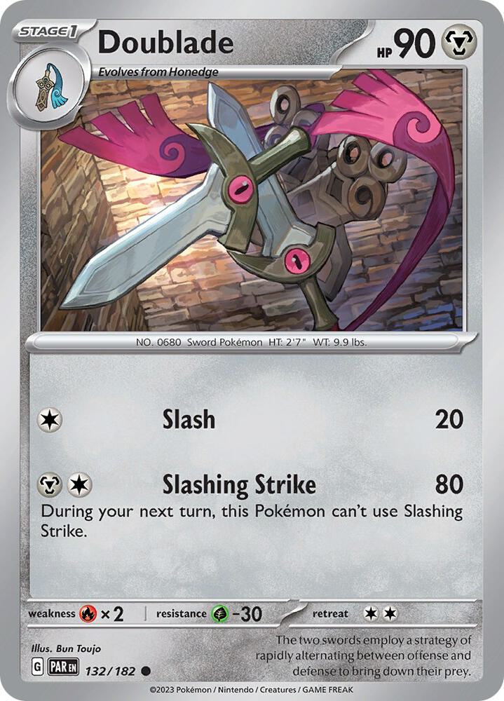 Doublade 132/182 card from SV04: Paradox Rift