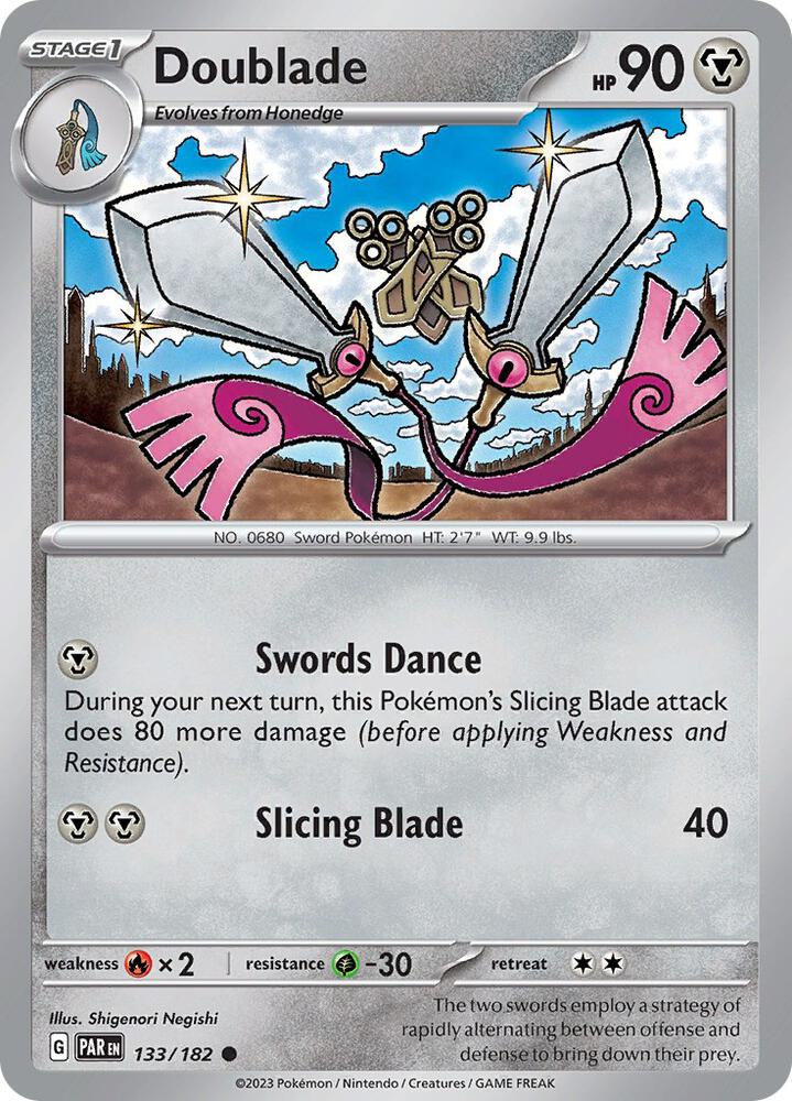 Doublade 133/182 card from SV04: Paradox Rift