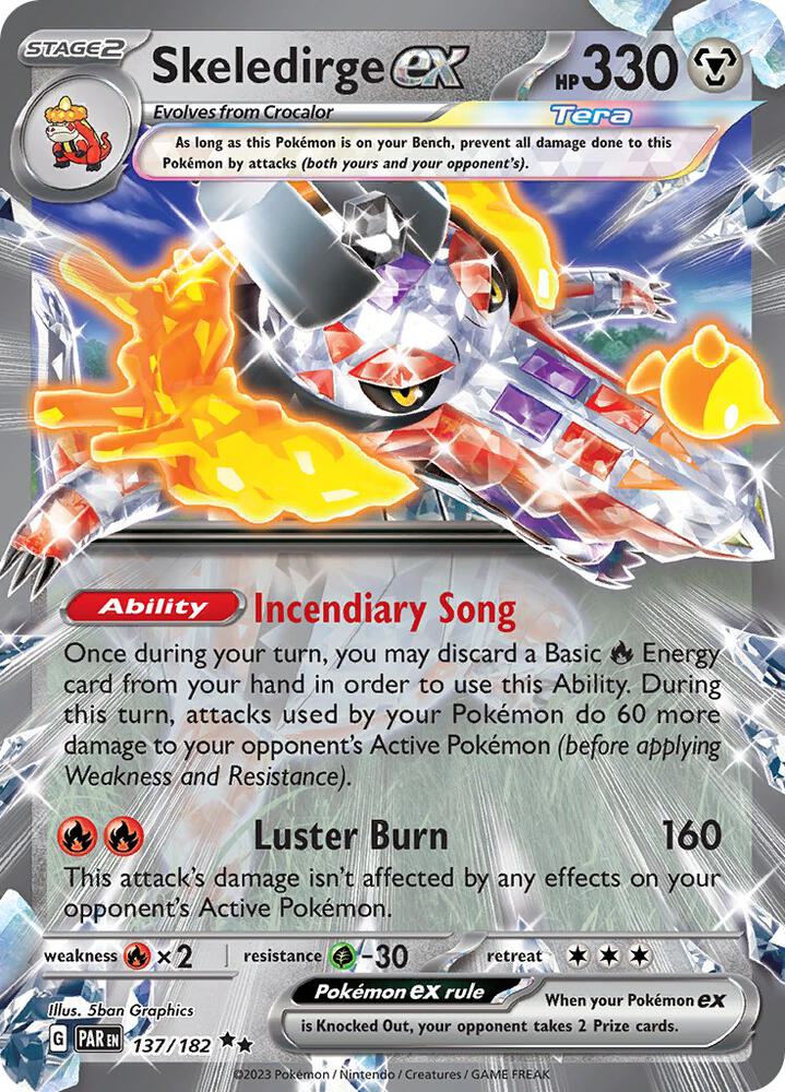 Skeledirge ex 137/182 card from SV04: Paradox Rift