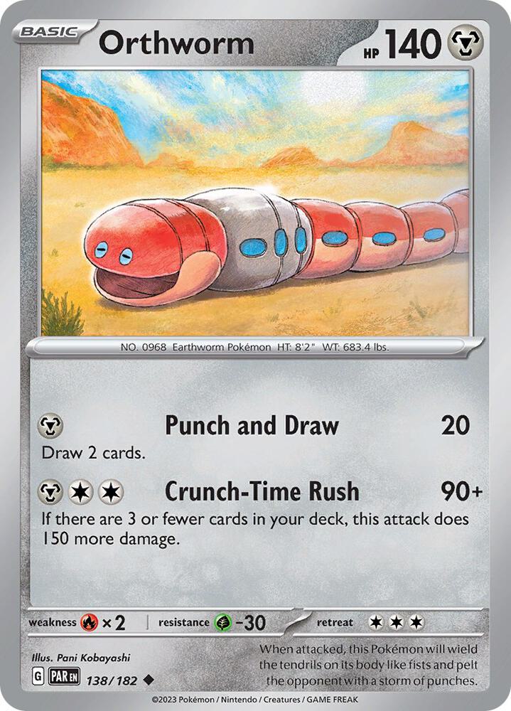 Orthworm 138/182 card from SV04: Paradox Rift
