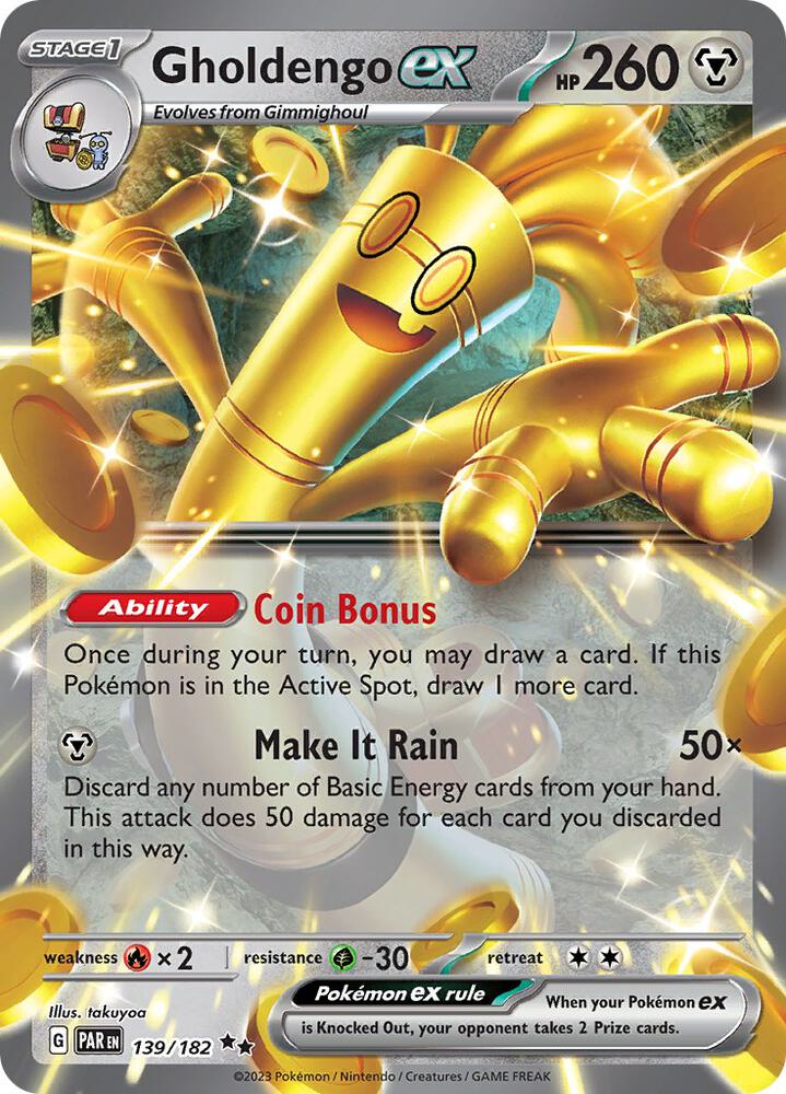 Gholdengo ex 139/182 card from SV04: Paradox Rift
