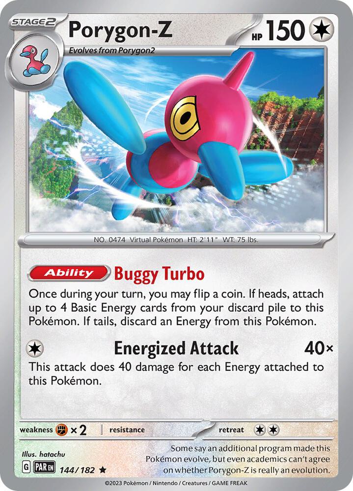 Porygon-Z 144/182 card from SV04: Paradox Rift