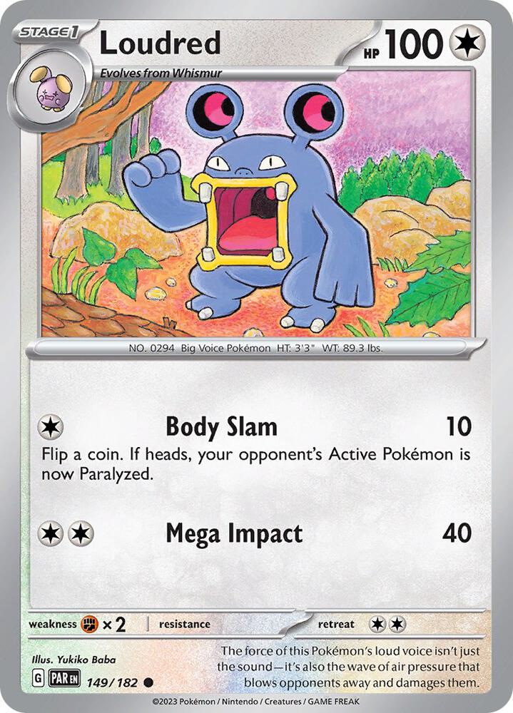 Loudred 149/182 card from SV04: Paradox Rift