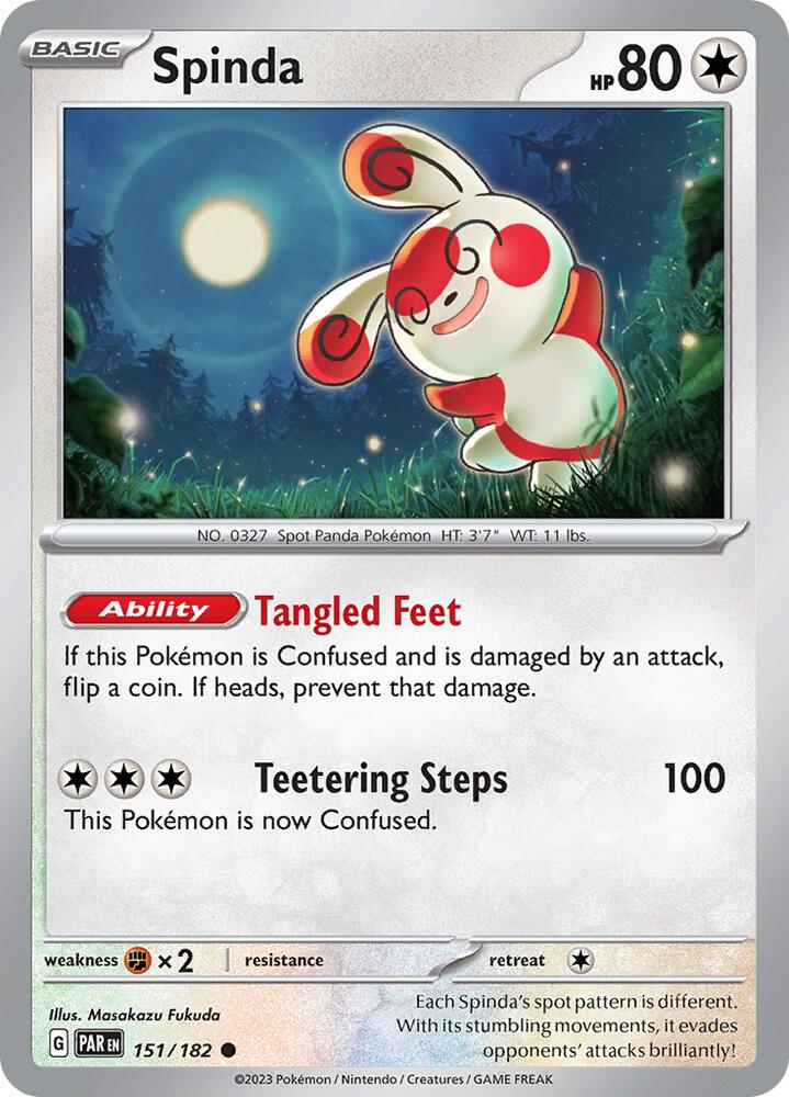 Spinda 151/182 card from SV04: Paradox Rift