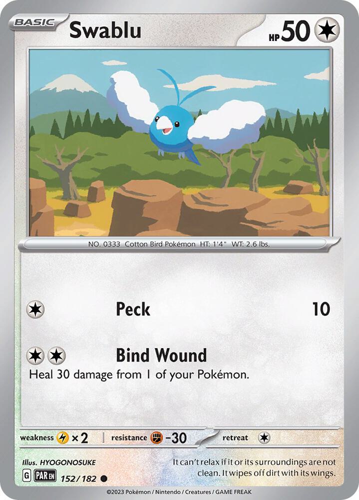 Swablu 152/182 card from SV04: Paradox Rift