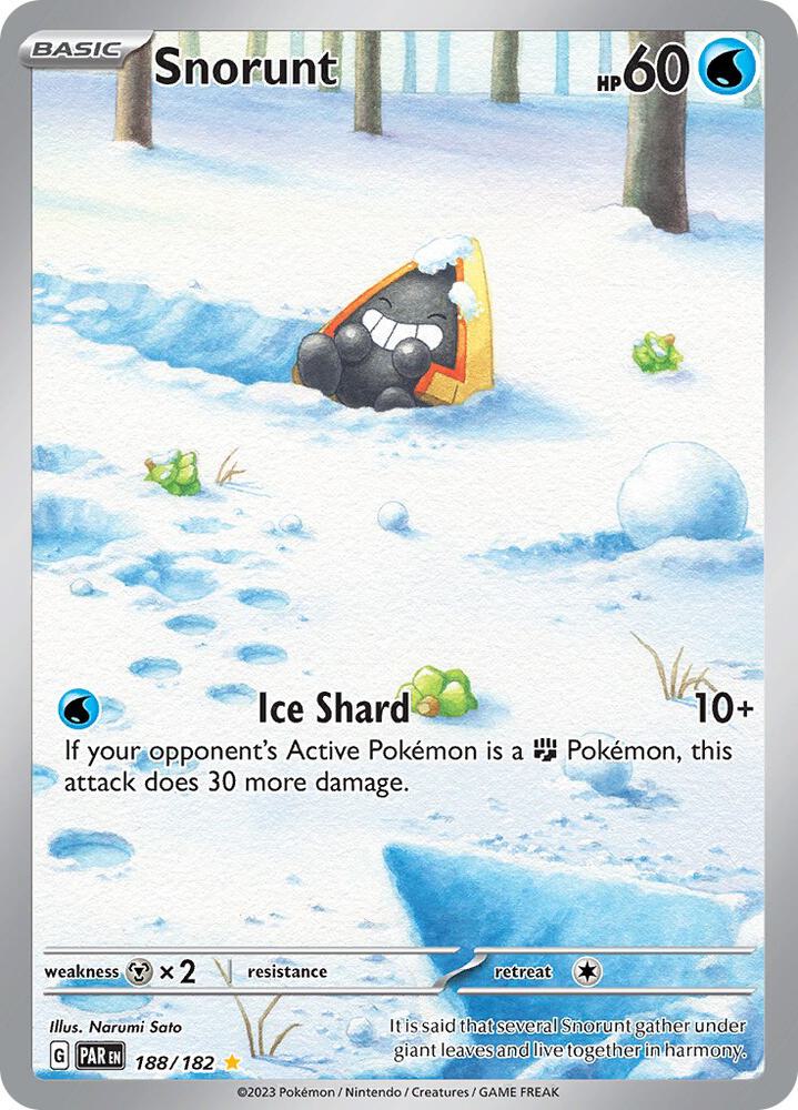 Snorunt 188/182 card from SV04: Paradox Rift