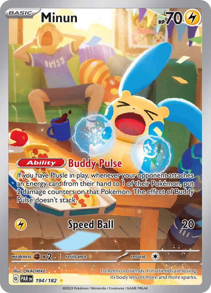 Minun 194/182 card from SV04: Paradox Rift