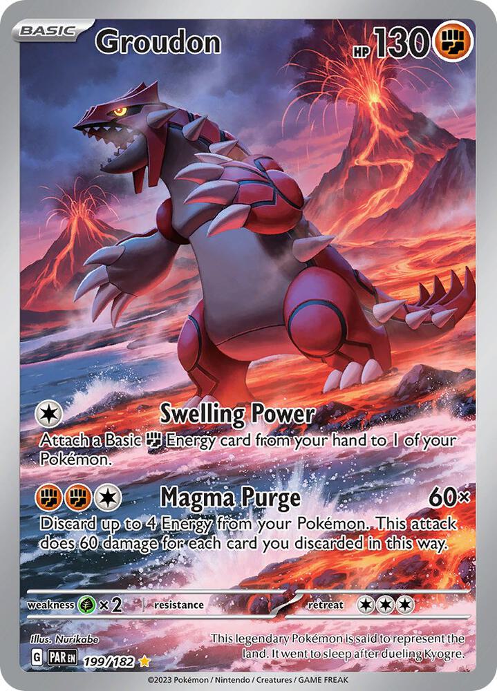 Groudon 199/182 card from SV04: Paradox Rift