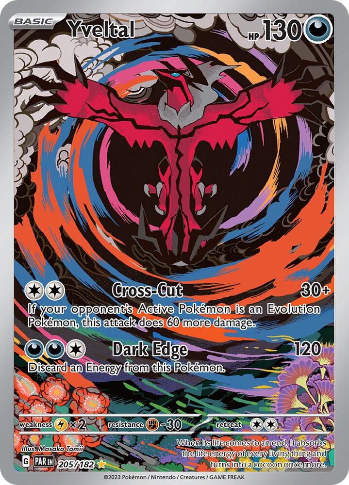Yveltal 205/182 card from SV04: Paradox Rift