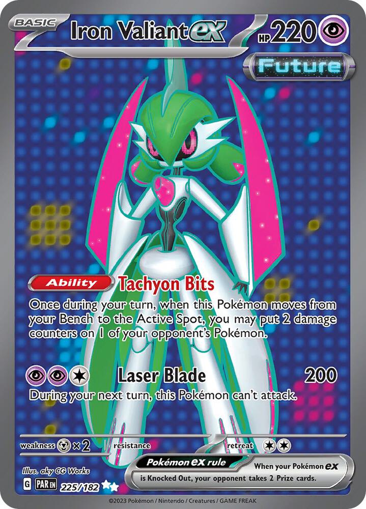 Iron Valiant ex 225/182 card from SV04: Paradox Rift