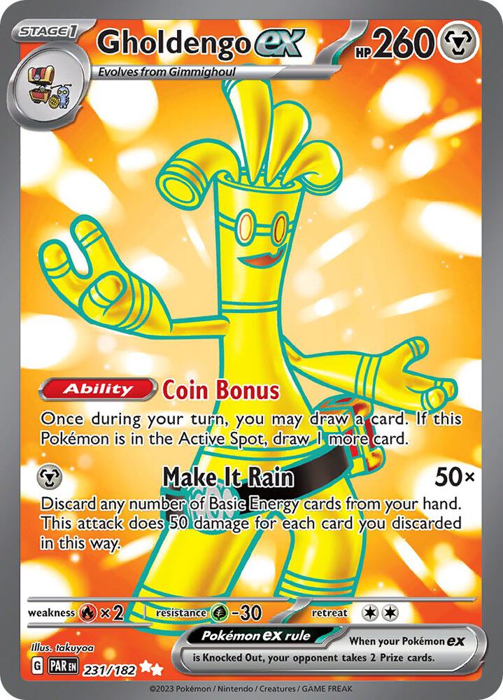 Gholdengo ex 231/182 card from SV04: Paradox Rift