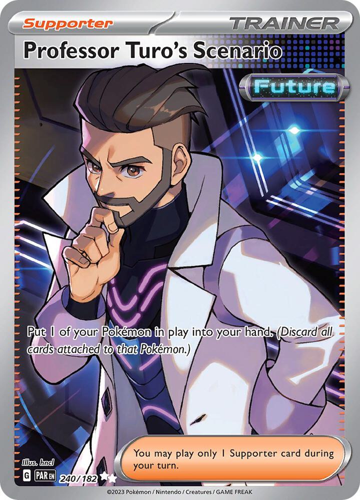 Professor Turo's Scenario 240/182 card from SV04: Paradox Rift