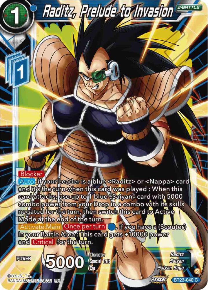 Raditz, Prelude to Invasion BT23-040 card from Perfect Combination