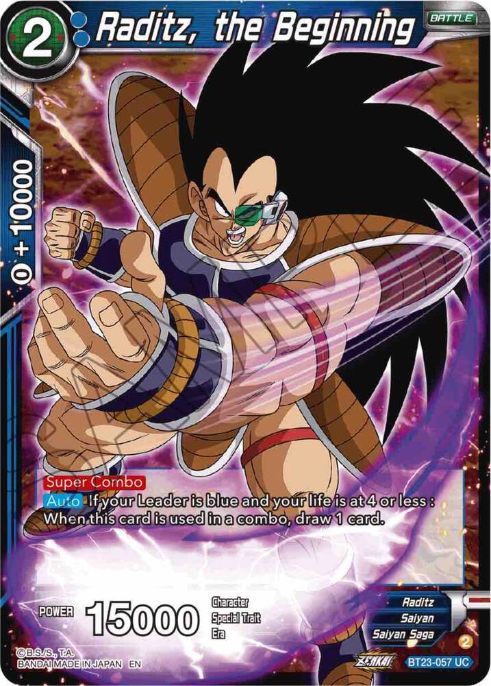 Raditz, the Beginning BT23-057 card from Perfect Combination