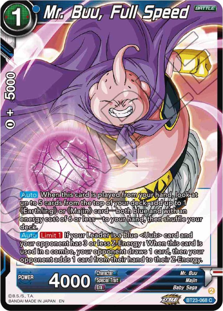 Mr. Buu, Full Speed BT23-068 card from Perfect Combination