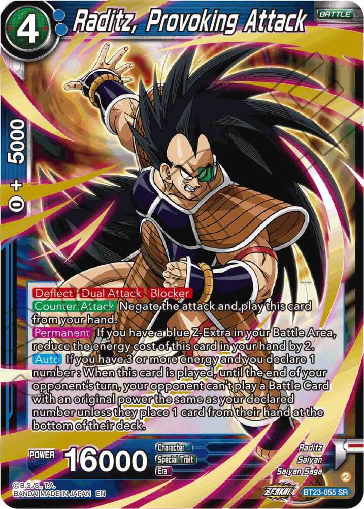 Raditz, Provoking Attack BT23-055 card from Perfect Combination