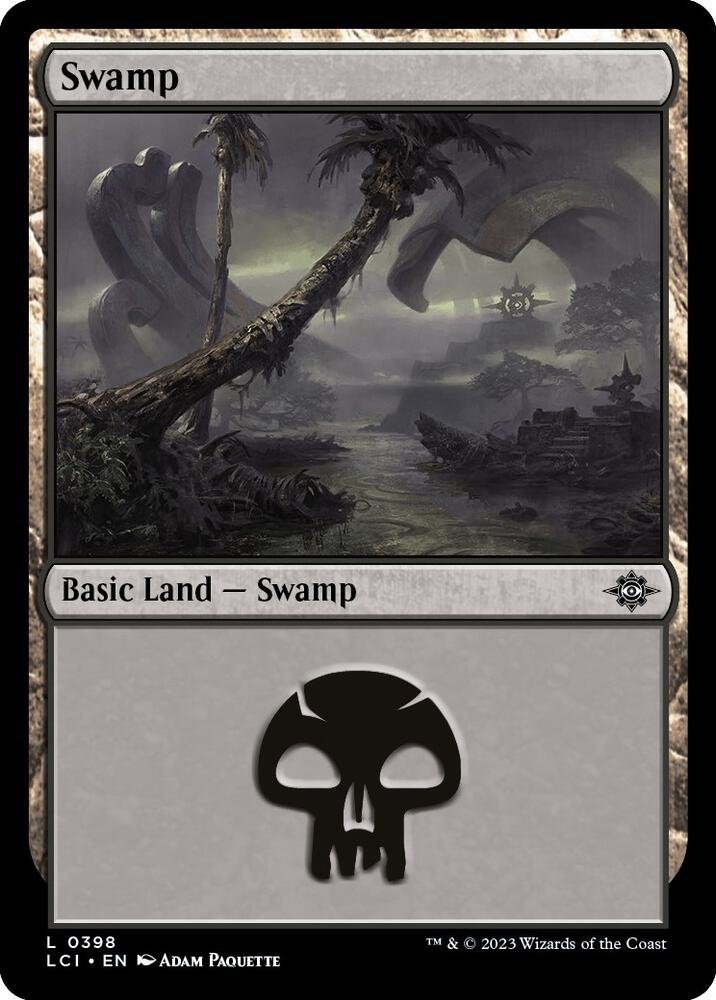 Swamp 398 card from The Lost Caverns of Ixalan