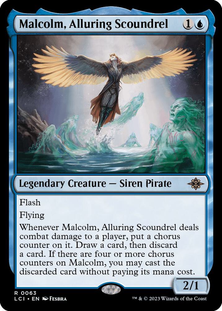 Malcolm, Alluring Scoundrel 63 card from The Lost Caverns of Ixalan