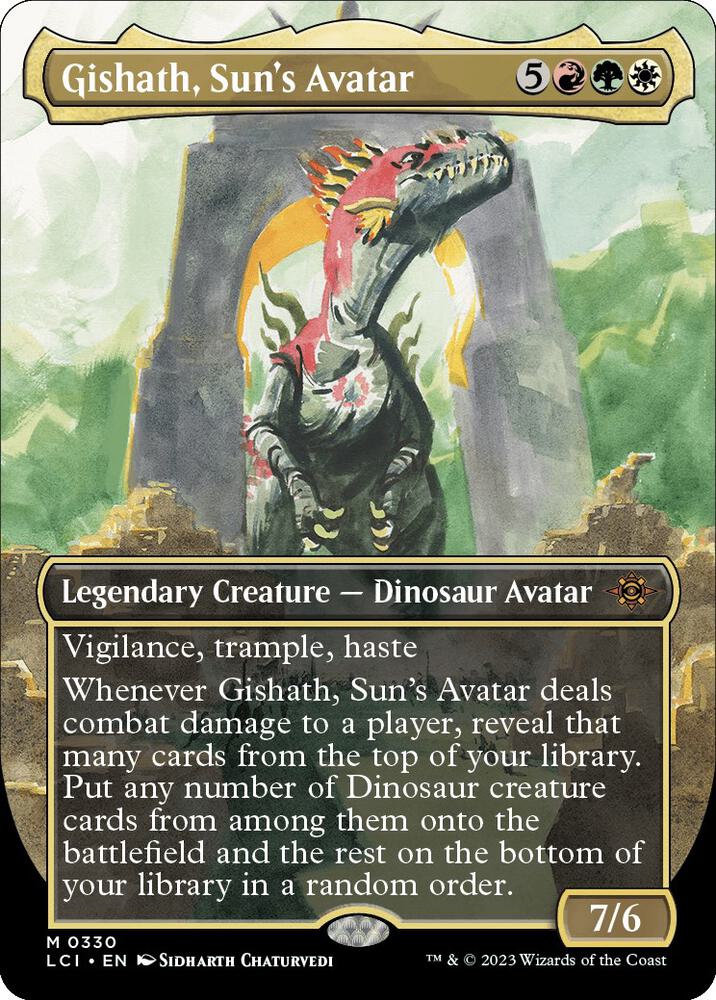 Gishath, Sun's Avatar (Borderless) 330 card from The Lost Caverns of Ixalan