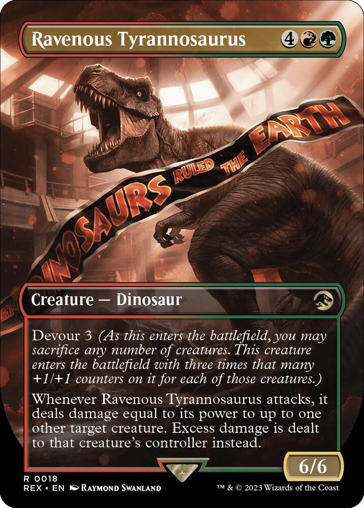 Ravenous Tyrannosaurus (Borderless) 18 card from Universes Beyond: Jurassic World Collection