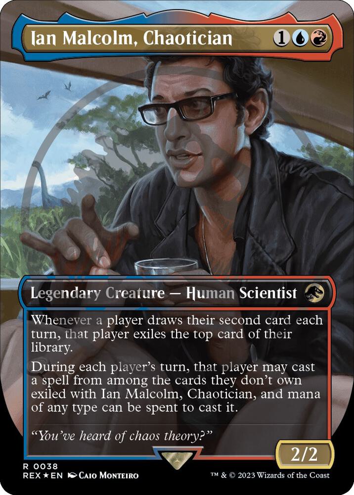 Ian Malcolm, Chaotician (Borderless) (Emblem) 38 card from Universes Beyond: Jurassic World Collection
