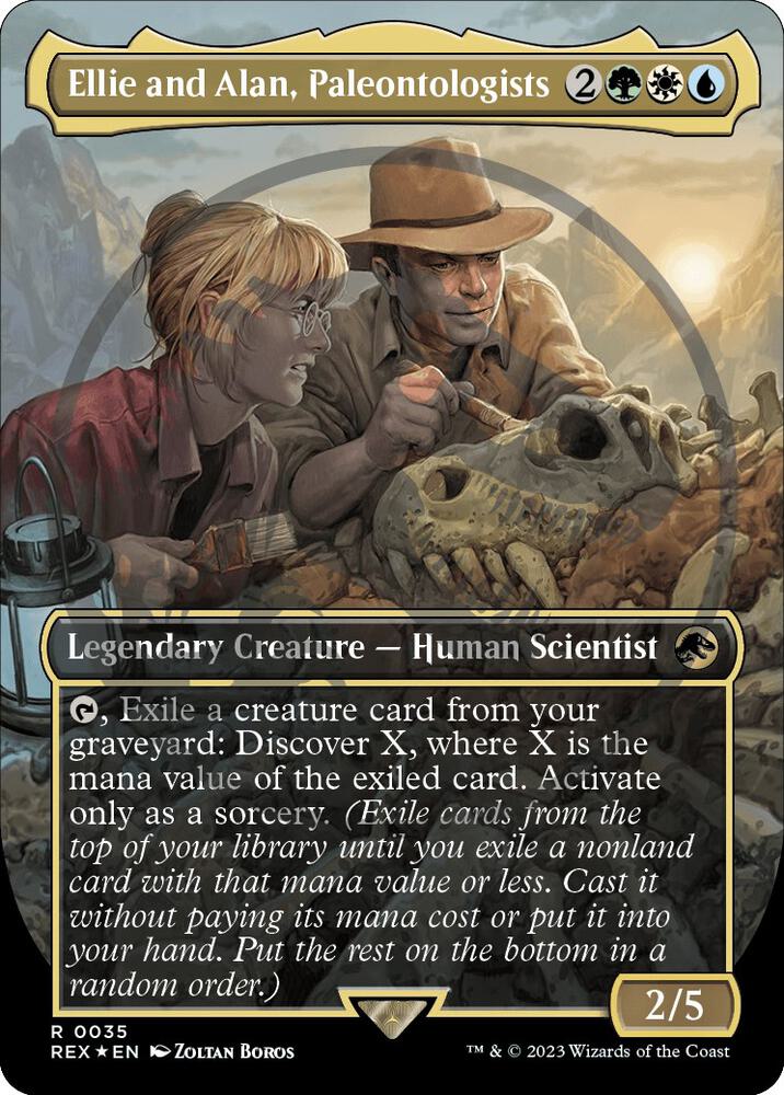 Ellie and Alan, Paleontologists (Borderless) (Emblem) 35 card from Universes Beyond: Jurassic World Collection