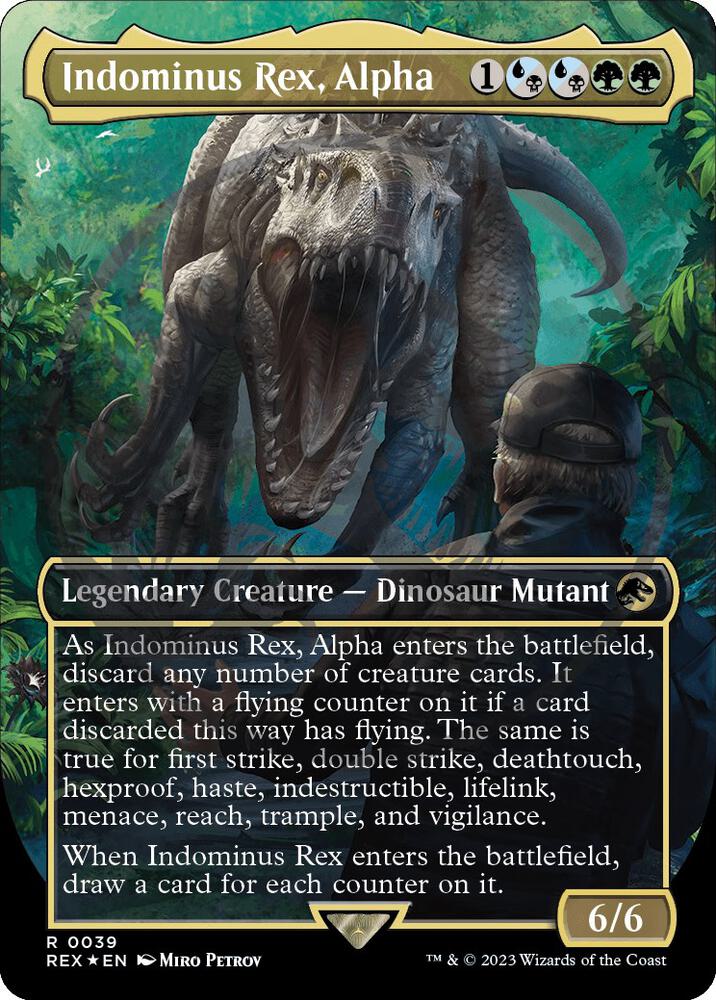 Indominus Rex, Alpha (Borderless) (Emblem) 39 card from Universes Beyond: Jurassic World Collection