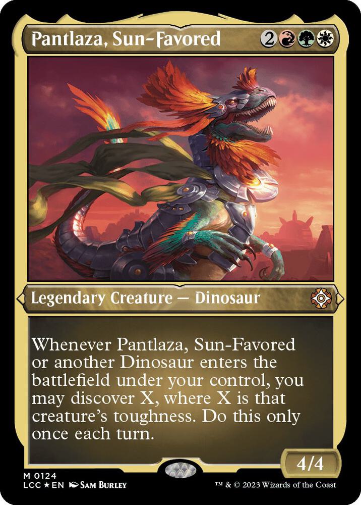 Pantlaza, Sun-Favored (Display Commander) - Thick Stock 124 card from Commander: The Lost Caverns of Ixalan