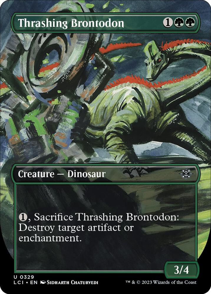 Thrashing Brontodon (Borderless) 329 card from The Lost Caverns of Ixalan
