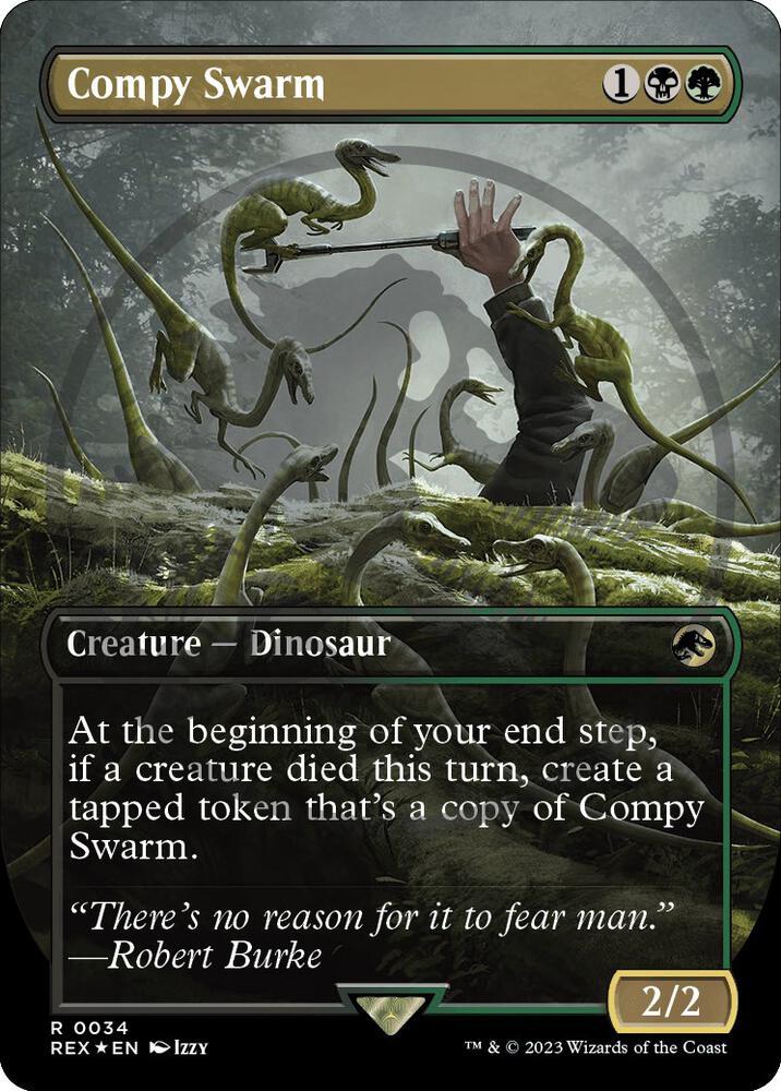Compy Swarm (Borderless) (Emblem) 34 card from Universes Beyond: Jurassic World Collection
