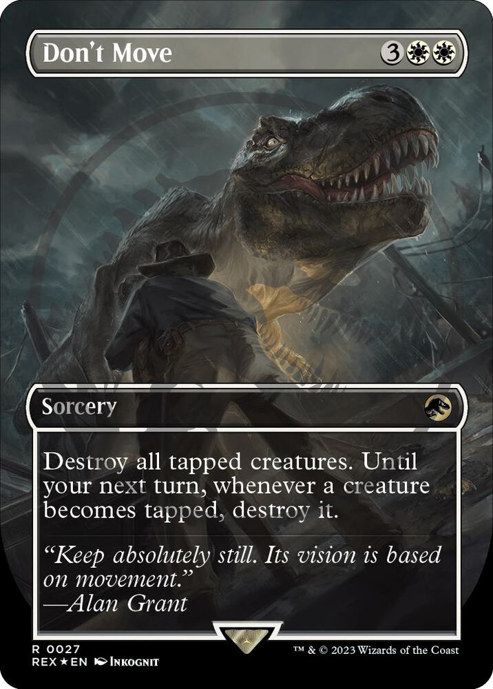 Don't Move (Borderless) (Emblem) 27 card from Universes Beyond: Jurassic World Collection