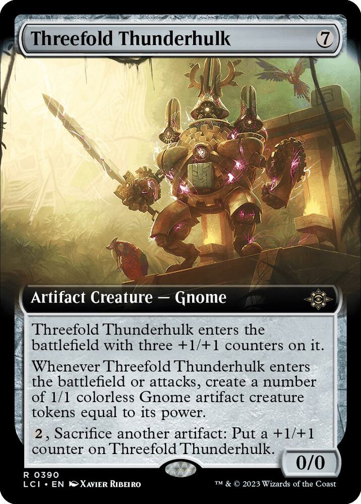 Threefold Thunderhulk (Extended Art) 390 card from The Lost Caverns of Ixalan