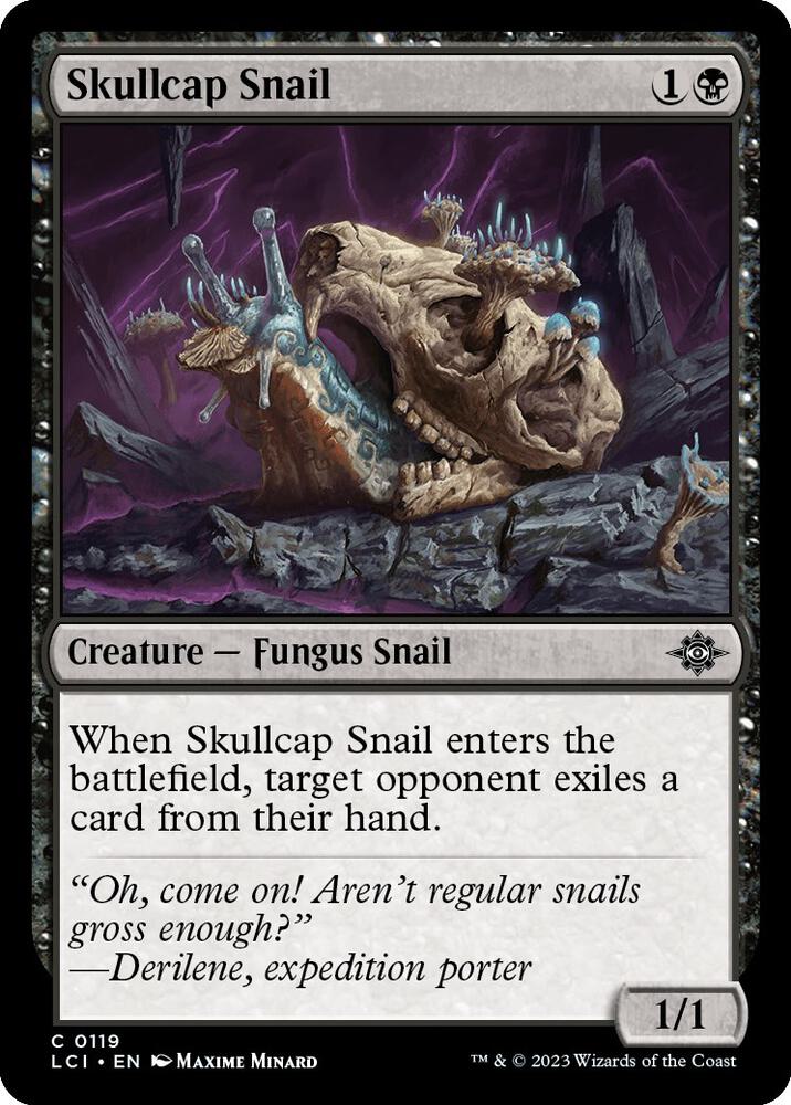 Skullcap Snail 119 card from The Lost Caverns of Ixalan