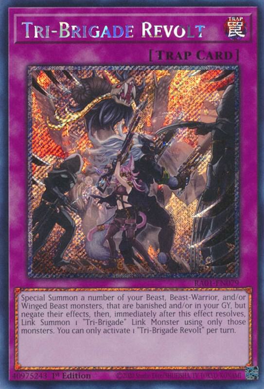 Tri-Brigade Revolt (Platinum Secret Rare) RA01-EN079 card from 25th Anniversary Rarity Collection