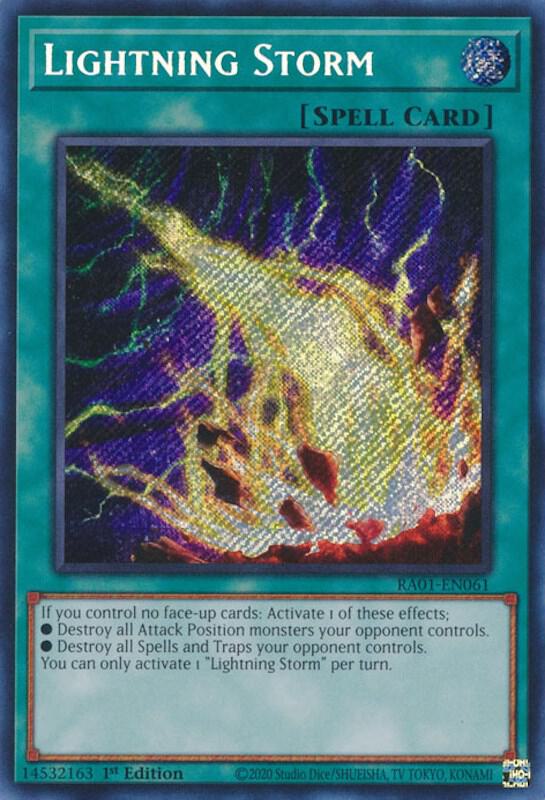 Lightning Storm (Secret Rare) RA01-EN061 card from 25th Anniversary Rarity Collection