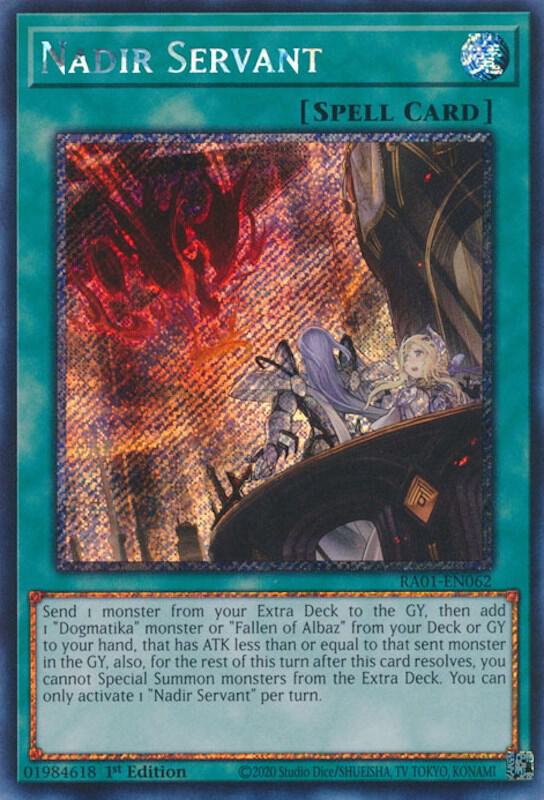 Nadir Servant (Platinum Secret Rare) RA01-EN062 card from 25th Anniversary Rarity Collection