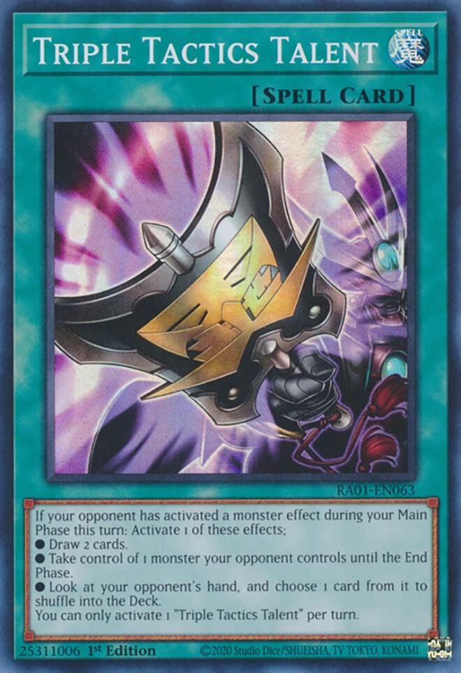 Triple Tactics Talent RA01-EN063 card from 25th Anniversary Rarity Collection