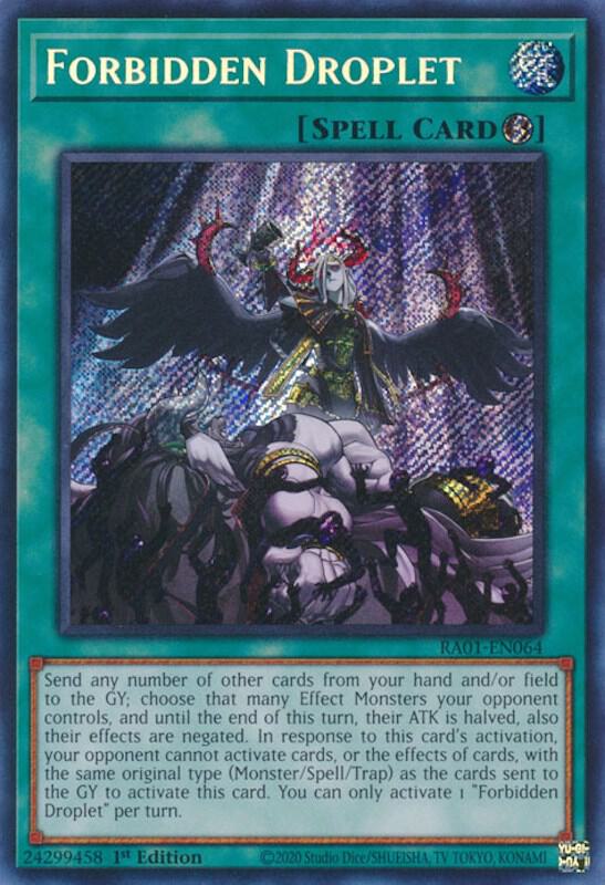 Forbidden Droplet (Secret Rare) RA01-EN064 card from 25th Anniversary Rarity Collection