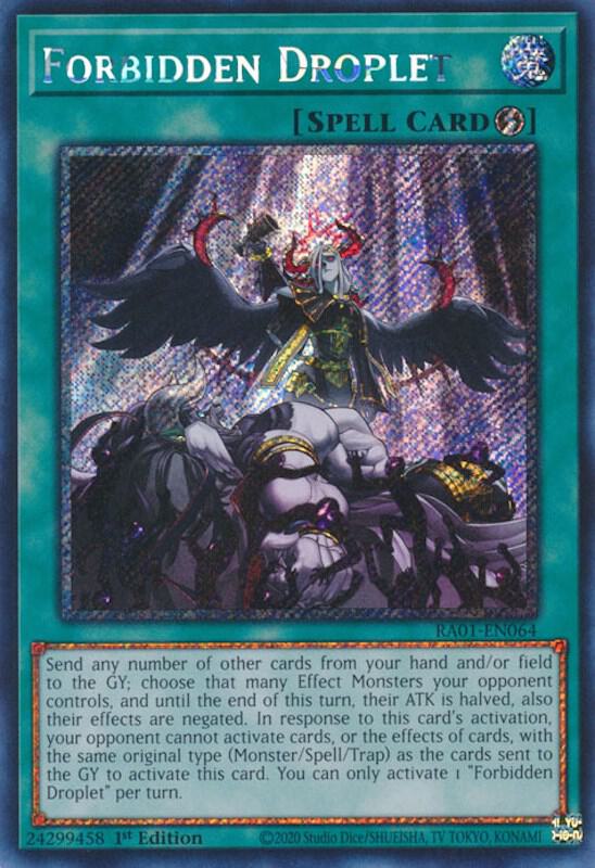 Forbidden Droplet (Platinum Secret Rare) RA01-EN064 card from 25th Anniversary Rarity Collection