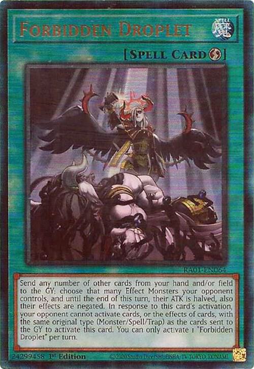 Forbidden Droplet (PUR) RA01-EN064 card from 25th Anniversary Rarity Collection