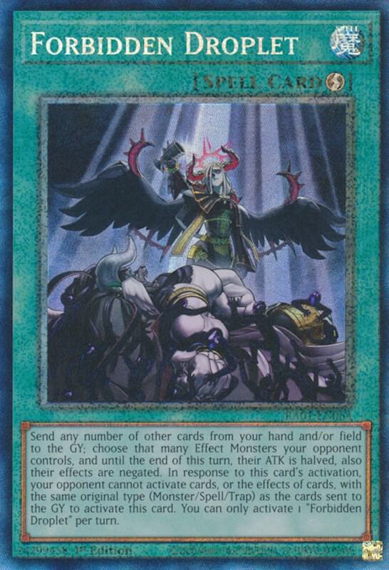 Forbidden Droplet (PCR) RA01-EN064 card from 25th Anniversary Rarity Collection