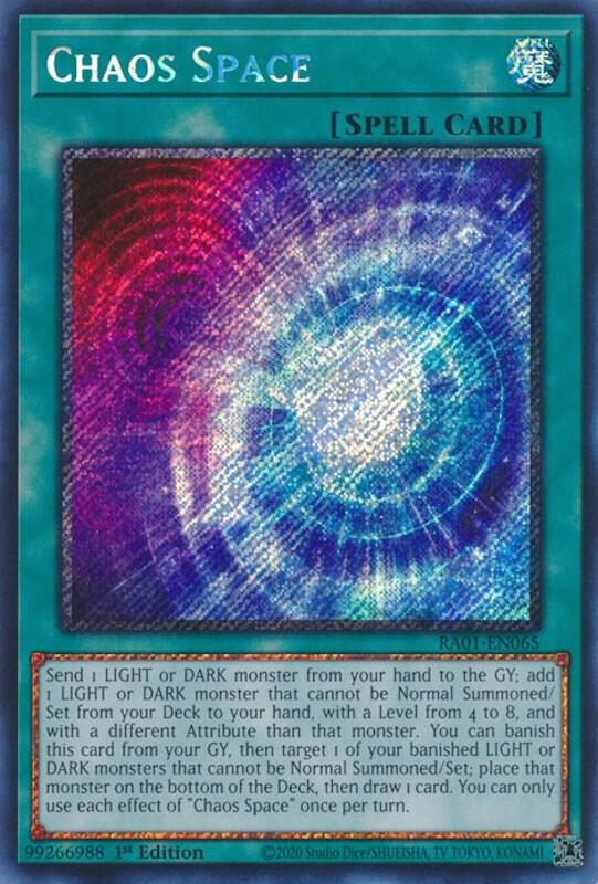 Chaos Space (Platinum Secret Rare) RA01-EN065 card from 25th Anniversary Rarity Collection
