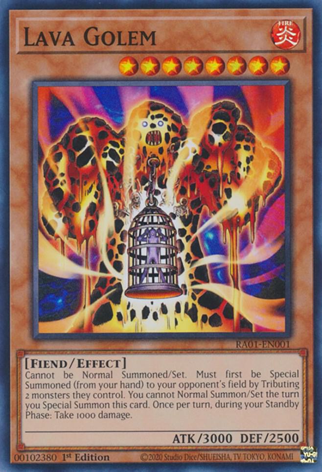 Lava Golem RA01-EN001 card from 25th Anniversary Rarity Collection