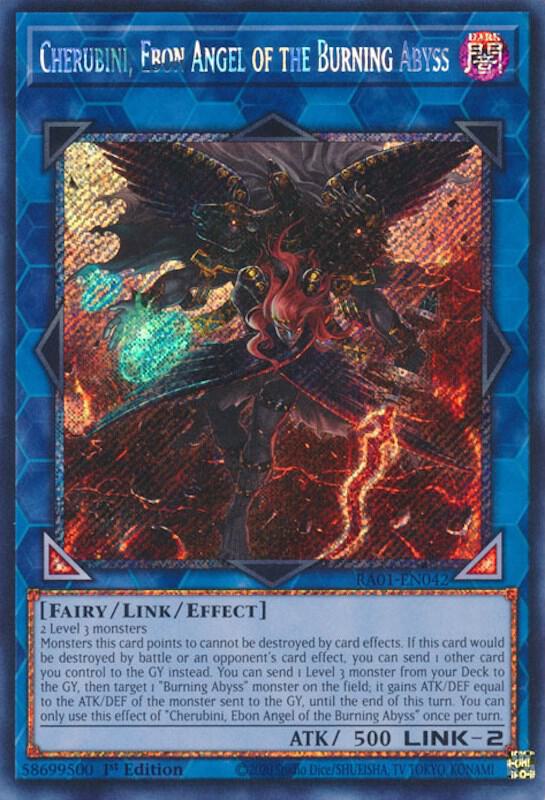 Cherubini, Ebon Angel of the Burning Abyss (Platinum Secret Rare) RA01-EN042 card from 25th Anniversary Rarity Collection