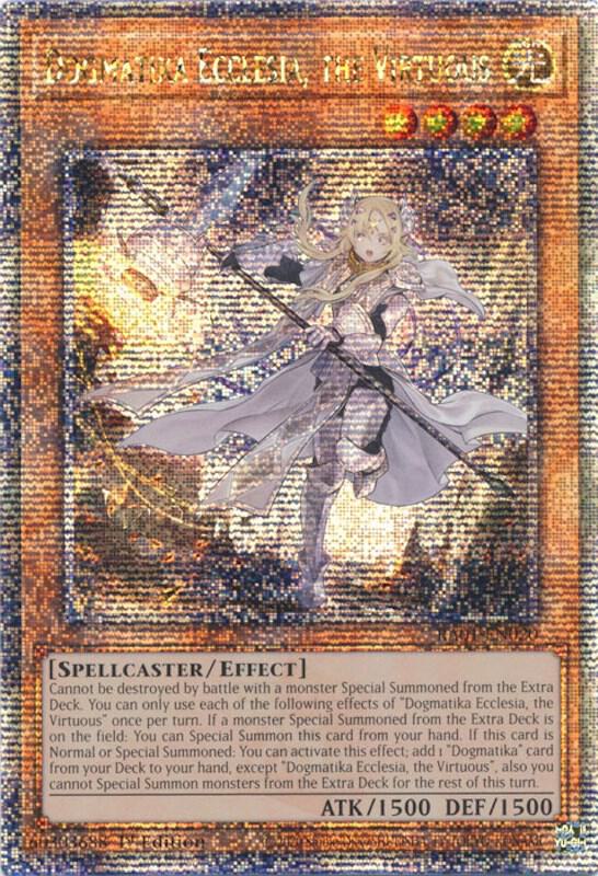 Dogmatika Ecclesia, the Virtuous (Quarter Century Secret Rare) RA01-EN020 card from 25th Anniversary Rarity Collection