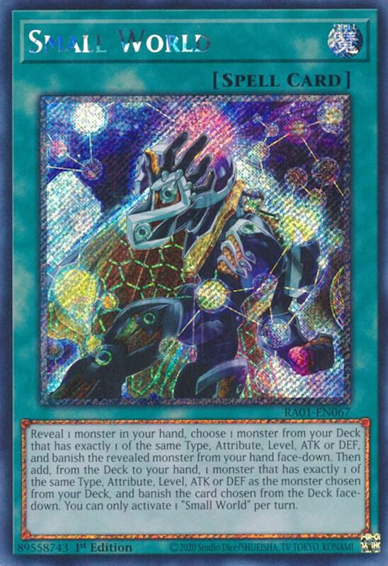 Small World (Platinum Secret Rare) RA01-EN067 card from 25th Anniversary Rarity Collection