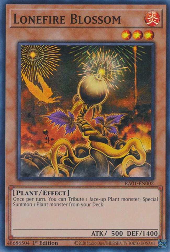 Lonefire Blossom RA01-EN002 card from 25th Anniversary Rarity Collection