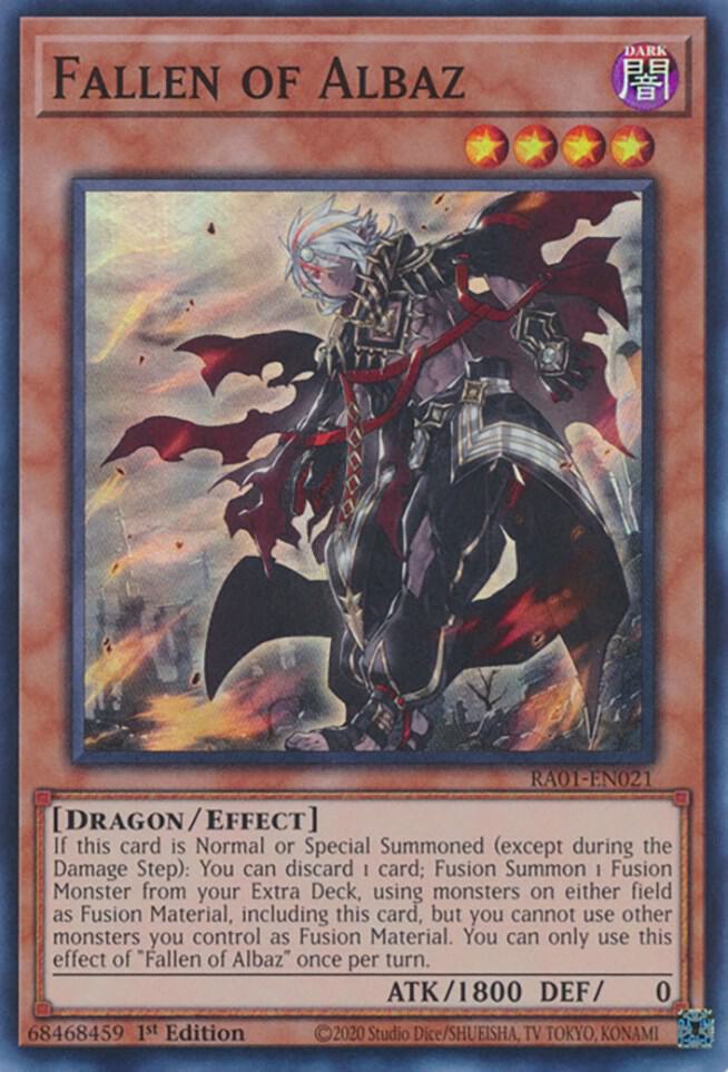 Fallen of Albaz RA01-EN021 card from 25th Anniversary Rarity Collection