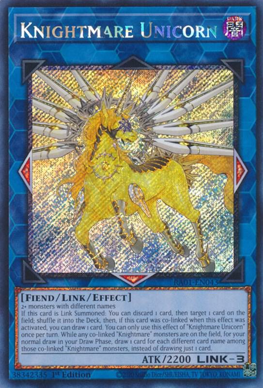 Knightmare Unicorn (Platinum Secret Rare) RA01-EN043 card from 25th Anniversary Rarity Collection