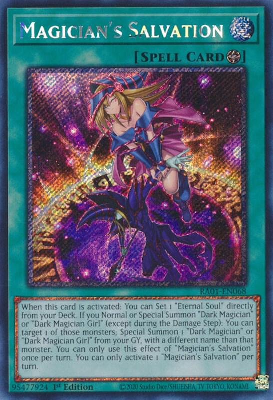 Magician's Salvation (Platinum Secret Rare) RA01-EN068 card from 25th Anniversary Rarity Collection